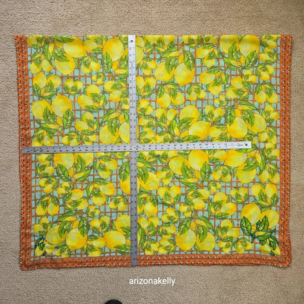 Calypso St. Barth Cotton Lemon Scarf Sarong Embroidered